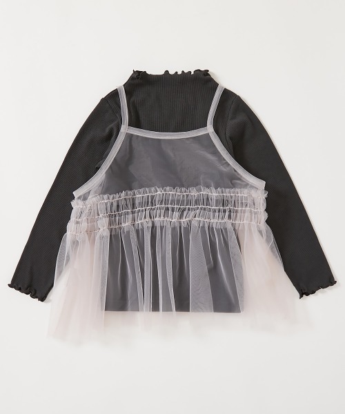 devirock（デビロック）の「チュールキャミ ＆ 長袖リブTシャツ 2点セット（Tシャツ/カットソー・キッズ・ブルー系その他/ホワイト系その他/ブラック系その他・100cm/110cm/120cm/130cm/140cm/150cm/160cm）」の11枚目の写真