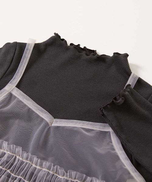 devirock（デビロック）の「チュールキャミ ＆ 長袖リブTシャツ 2点セット（Tシャツ/カットソー・キッズ・ブルー系その他/ホワイト系その他/ブラック系その他・100cm/110cm/120cm/130cm/140cm/150cm/160cm）」の12枚目の写真