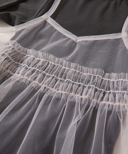 devirock（デビロック）の「チュールキャミ ＆ 長袖リブTシャツ 2点セット（Tシャツ/カットソー・キッズ・ブルー系その他/ホワイト系その他/ブラック系その他・100cm/110cm/120cm/130cm/140cm/150cm/160cm）」の13枚目の写真