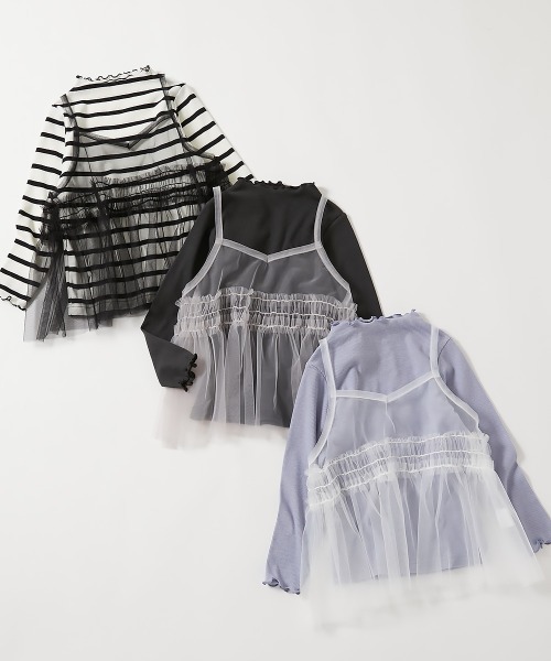 devirock（デビロック）の「チュールキャミ ＆ 長袖リブTシャツ 2点セット（Tシャツ/カットソー・キッズ・ブルー系その他/ホワイト系その他/ブラック系その他・100cm/110cm/120cm/130cm/140cm/150cm/160cm）」の16枚目の写真