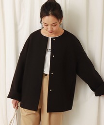 ダイバー素材ノーカラージャケット