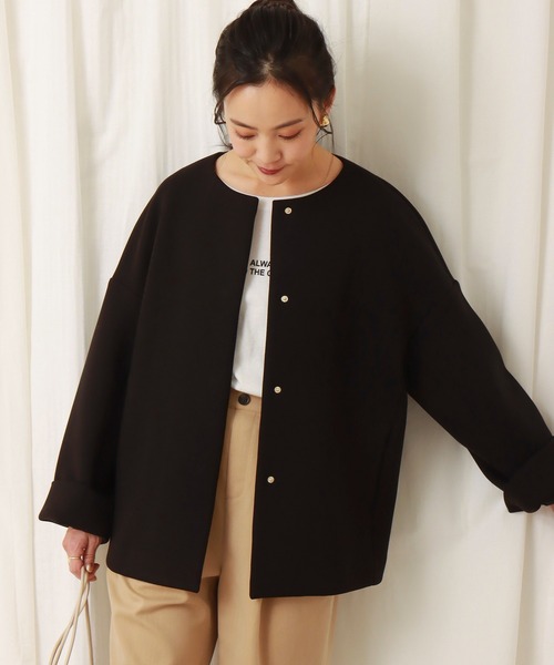 セール】ダイバー素材ノーカラージャケット（ノーカラージャケット