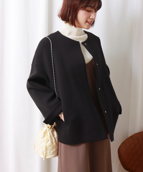 ダイバー素材ノーカラージャケット（ノーカラージャケット）｜libelle