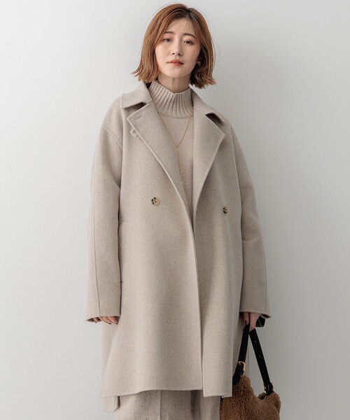 23区（ニジュウサンク）の「【滝沢眞規子さん着用/Oggi掲載】MANTECOPure リバーコート（チェスターコート・レディース・グレー系/黄土色系/ブラック系/ダークグリーン系/ベージュ系・38）」の4枚目の写真