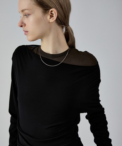 【セール】SHEER GATHER LAYERD TOPS 2SET（Tシャツ/カットソー）｜M TO R（ムウトアール）