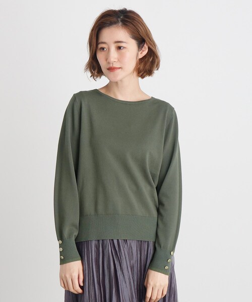 grove(グローブ)の「◆袖ボタンクルーネックプルオーバー(ニット/セーター・レディース・ボルドー/ピンク/ブラック/ダークグリーン/ナチュラル・02/03/01/04/05)」の12枚目の写真