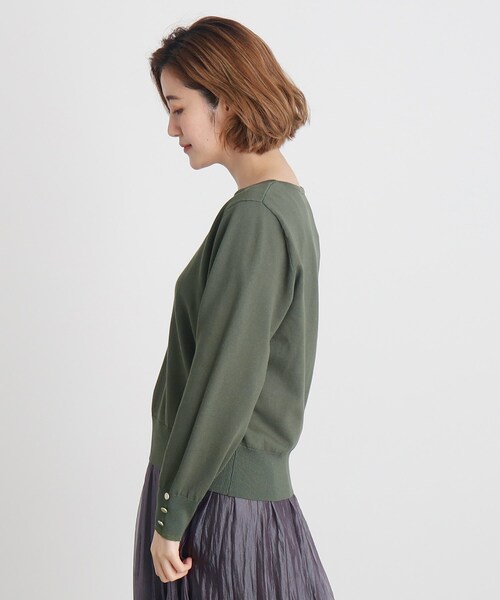 grove(グローブ)の「◆袖ボタンクルーネックプルオーバー(ニット/セーター・レディース・ボルドー/ピンク/ブラック/ダークグリーン/ナチュラル・02/03/01/04/05)」の13枚目の写真