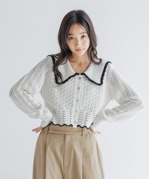 LOWRYS FARM | ＢＩＧカラーレーシーニットＬＳ　133791(ニット/セーター)