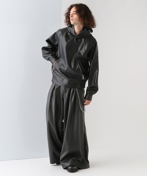フェイクレザーパーカー レザーパーカー ブラック フーディ FREAK'S STORE（フリークスストア）の「FREAK'S STORE