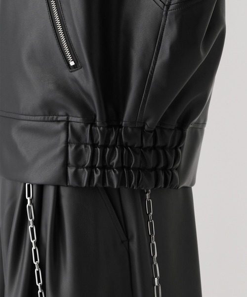 HARE（ハレ）の「フェイクレザーデザインパーカー(HARE)（パーカー・メンズ・ブラック/アッシュブラウン・FREE）」の15枚目の写真