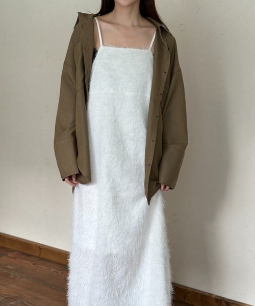 Per sist ence(パーシエンス)の「フリンジキャミワンピース(ワンピース・レディース・ブラック/オフホワイト・FREE)」の5枚目の写真
