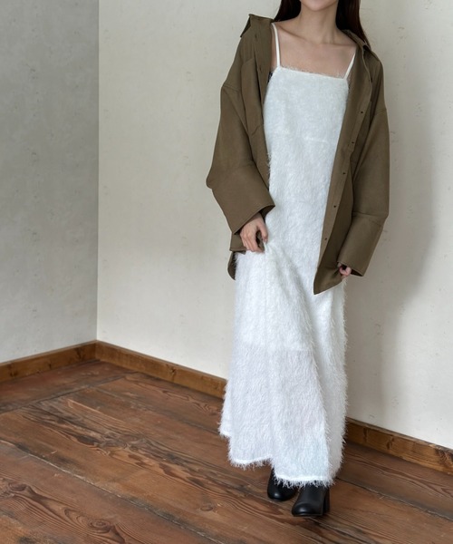 Per sist ence(パーシエンス)の「フリンジキャミワンピース(ワンピース・レディース・ブラック/オフホワイト・FREE)」の7枚目の写真
