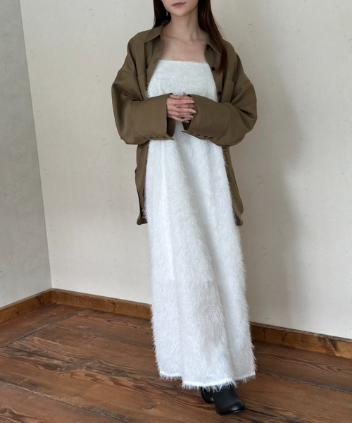 Per sist ence(パーシエンス)の「フリンジキャミワンピース(ワンピース・レディース・ブラック/オフホワイト・FREE)」の8枚目の写真