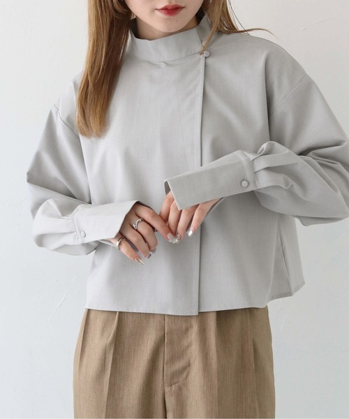 CLEIO（クレイオ）の「【CLEIO】リボンタイスリットブラウス/RIBBON TIE SLIT BLOUSE/942-12606（シャツ/ブラウス・レディース・サックスブルー/カーキオリーブ/ライトグレー・FREE）」の15枚目の写真