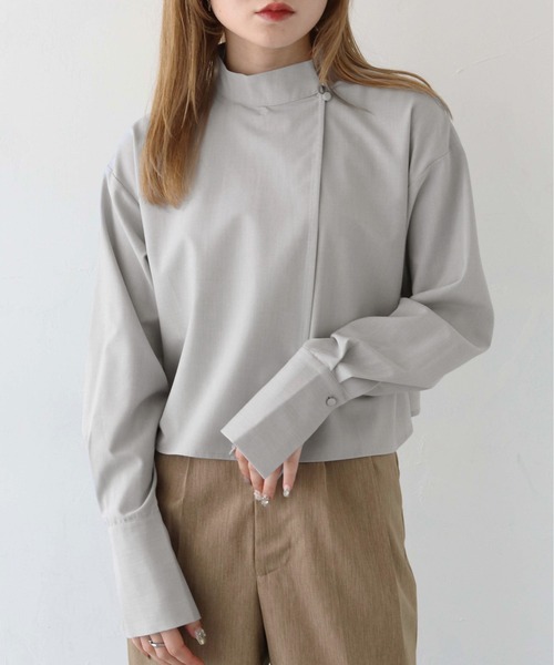 CLEIO（クレイオ）の「【CLEIO】リボンタイスリットブラウス/RIBBON TIE SLIT BLOUSE/942-12606（シャツ/ブラウス・レディース・サックスブルー/カーキオリーブ/ライトグレー・FREE）」の16枚目の写真