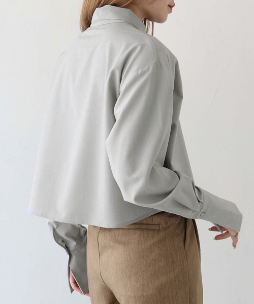 CLEIO（クレイオ）の「【CLEIO】リボンタイスリットブラウス/RIBBON TIE SLIT BLOUSE/942-12606（シャツ/ブラウス・レディース・サックスブルー/カーキオリーブ/ライトグレー・FREE）」の8枚目の写真