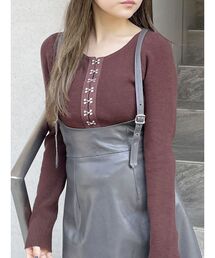フロントホックリブニット