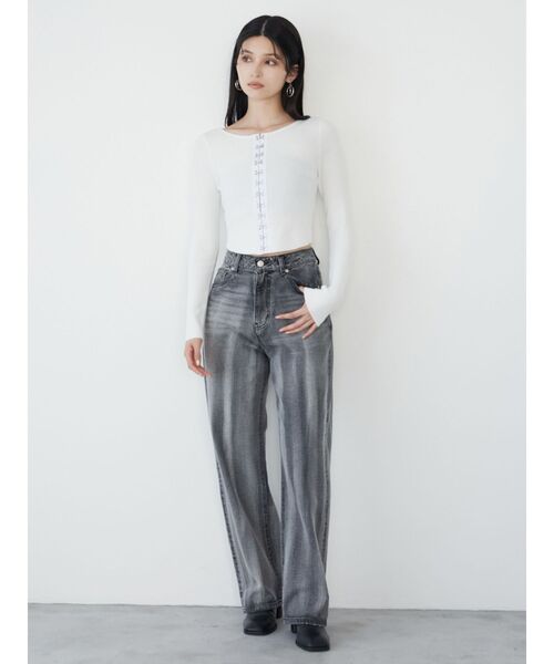 MURUA（ムルーア）の「フロントホックリブニット（ニット/セーター・レディース・ブラック/ホワイト/ブルー/ブラウン・FREE）」の8枚目の写真