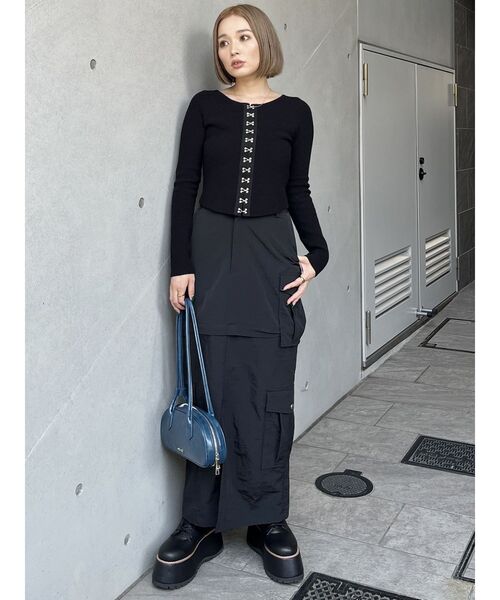 MURUA（ムルーア）の「フロントホックリブニット（ニット/セーター・レディース・ブラック/ホワイト/ブルー/ブラウン・FREE）」の15枚目の写真