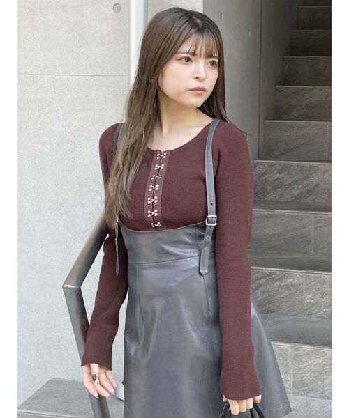 ニット セーター フロントホックリブニット レディース セール】フロントホックリブニット（ニット/セーター）｜MURUA
