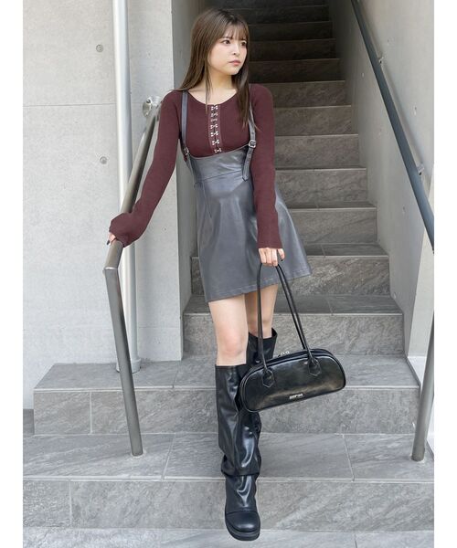 MURUA（ムルーア）の「フロントホックリブニット（ニット/セーター・レディース・ブラック/ホワイト/ブルー/ブラウン・FREE）」の18枚目の写真