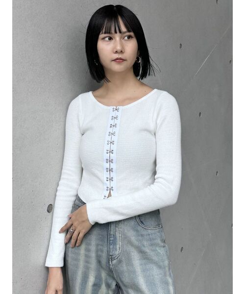 ニット セーター フロントホックリブニット レディース セール】フロントホックリブニット（ニット/セーター）｜MURUA
