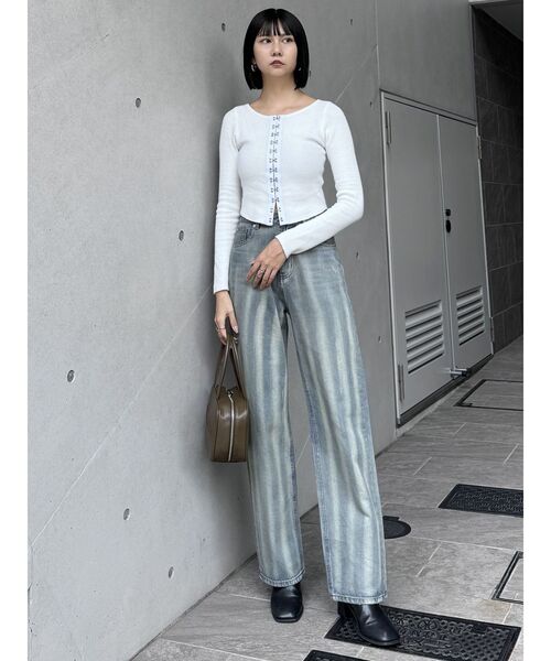 MURUA（ムルーア）の「フロントホックリブニット（ニット/セーター・レディース・ブラック/ホワイト/ブルー/ブラウン・FREE）」の21枚目の写真