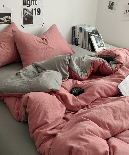 セール】【 somni / ソニ 】バイカラー シングル ベッドカバー 枕