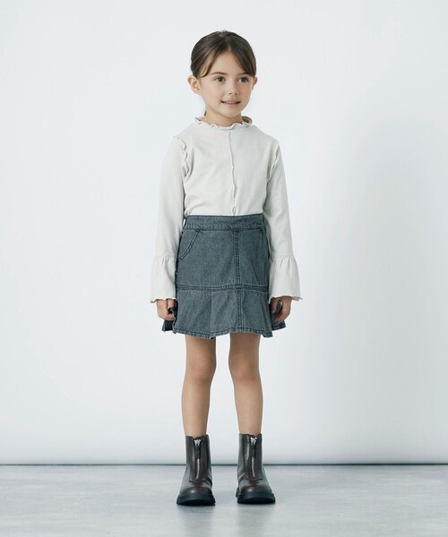 green label relaxing(グリーンレーベルリラクシング)の「【別注】<Pluckys>TJ EX 天竺 袖フリル トップス / キッズ 100cm-130cm(Tシャツ/カットソー・キッズ・ダークグレー/コバルトブルー/ベージュ・100cm/130cm/120cm/110cm)」の5枚目の写真