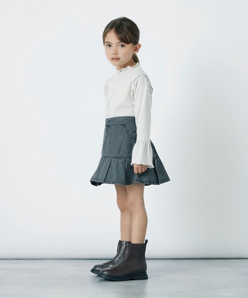 green label relaxing(グリーンレーベルリラクシング)の「【別注】<Pluckys>TJ EX 天竺 袖フリル トップス / キッズ 100cm-130cm(Tシャツ/カットソー・キッズ・ダークグレー/コバルトブルー/ベージュ・100cm/130cm/120cm/110cm)」の6枚目の写真