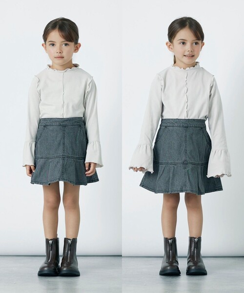 green label relaxing(グリーンレーベルリラクシング)の「【別注】<Pluckys>TJ EX 天竺 袖フリル トップス / キッズ 100cm-130cm(Tシャツ/カットソー・キッズ・ダークグレー/コバルトブルー/ベージュ・100cm/130cm/120cm/110cm)」の8枚目の写真
