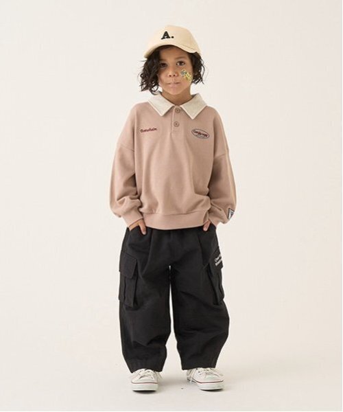 b・ROOM（ビールーム）の「タックワイドカーゴパンツ（カーゴパンツ・キッズ・ピンク/ベージュ/ブラック/カーキ/モスグリーン/ターコイズブルー・120cm/100cm/110cm/130cm/150cm/140cm）」の21枚目の写真