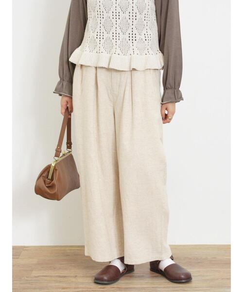 Samansa Mos2（サマンサ モスモス）の「綿麻タックパンツ（その他パンツ・レディース・ブラック/チャコールグレー/キナリ/ボルドー・M/L）」の12枚目の写真