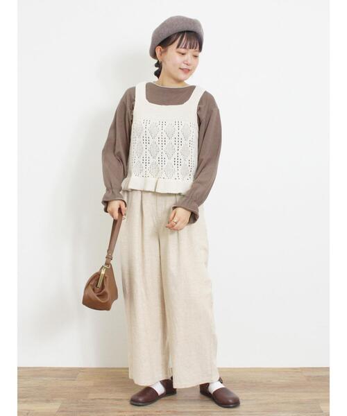 Samansa Mos2（サマンサ モスモス）の「綿麻タックパンツ（その他パンツ・レディース・ブラック/チャコールグレー/キナリ/ボルドー・M/L）」の14枚目の写真