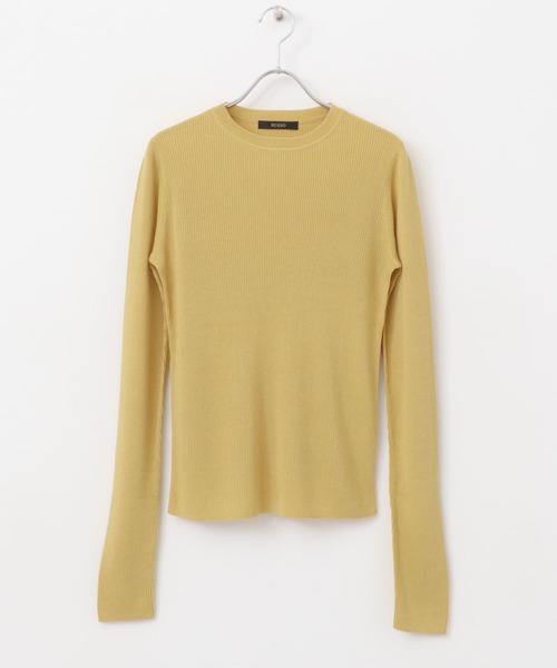 URBAN RESEARCH ROSSO WOMEN（アーバンリサーチ　ロッソ）の「シルク混リブデザインニット（ニット/セーター・レディース・ネイビー/イエロー系その他/オフホワイト/ピンク・FREE）」の12枚目の写真