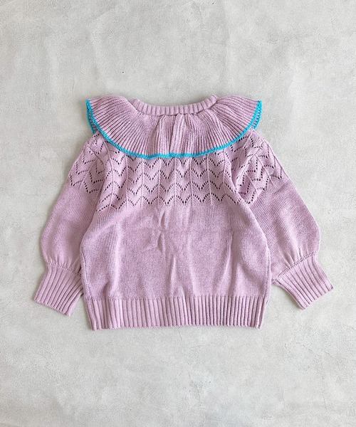 A BOND（アボンド）の「【おうちで洗える】フリルカラーニットカーディガン（カーディガン/ボレロ・キッズ・ライトピンク/グリーン・S/M/L/LL）」の13枚目の写真