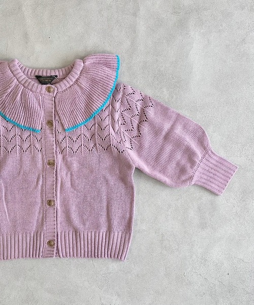 A BOND（アボンド）の「【おうちで洗える】フリルカラーニットカーディガン（カーディガン/ボレロ・キッズ・ライトピンク/グリーン・S/M/L/LL）」の14枚目の写真