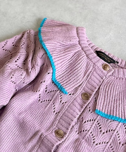 A BOND（アボンド）の「【おうちで洗える】フリルカラーニットカーディガン（カーディガン/ボレロ・キッズ・ライトピンク/グリーン・S/M/L/LL）」の15枚目の写真