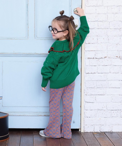 A BOND（アボンド）の「【おうちで洗える】フリルカラーニットカーディガン（カーディガン/ボレロ・キッズ・ライトピンク/グリーン・S/M/L/LL）」の6枚目の写真