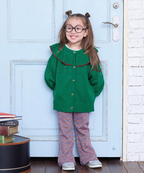 A BOND（アボンド）の「【おうちで洗える】フリルカラーニットカーディガン（カーディガン/ボレロ・キッズ・ライトピンク/グリーン・S/M/L/LL）」の4枚目の写真