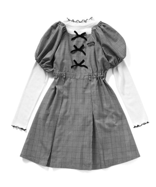 algy（アルジー）の「レイヤードワンピセット（ワンピース・キッズ・グレー/ブラック・XX-SMALL/X-SMALL/MEDIUM/SMALL）」の2枚目の写真