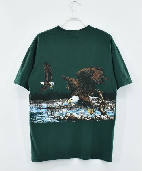 SIGNAL SPORTS(シグナルスポーツ)の「【ヴィンテージ古着】90’s SIGNAL SPORTS イーグル アニマルプリントTシャツ USA製(Tシャツ/カットソー・メンズ・グリーン・LARGE)」の6枚目の写真