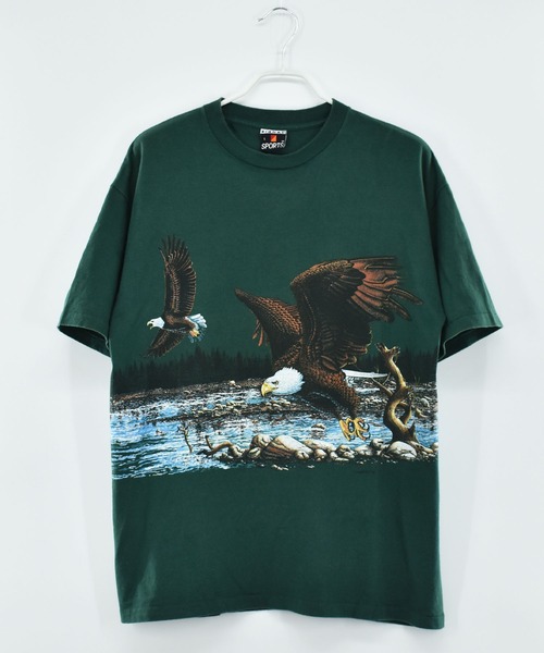 SIGNAL SPORTS(シグナルスポーツ)の「【ヴィンテージ古着】90’s SIGNAL SPORTS イーグル アニマルプリントTシャツ USA製(Tシャツ/カットソー・メンズ・グリーン・LARGE)」の5枚目の写真