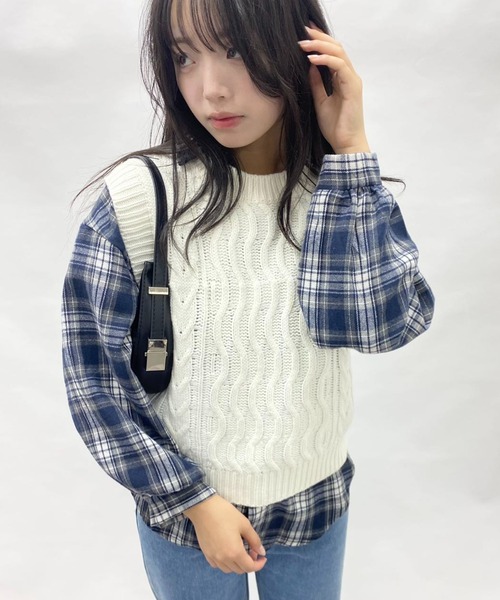 mebole(メボレ)の「ざっくり編みサマーニットベスト(ベスト・レディース・ブラック/パープル/ホワイト/グリーン・FREE)」の9枚目の写真