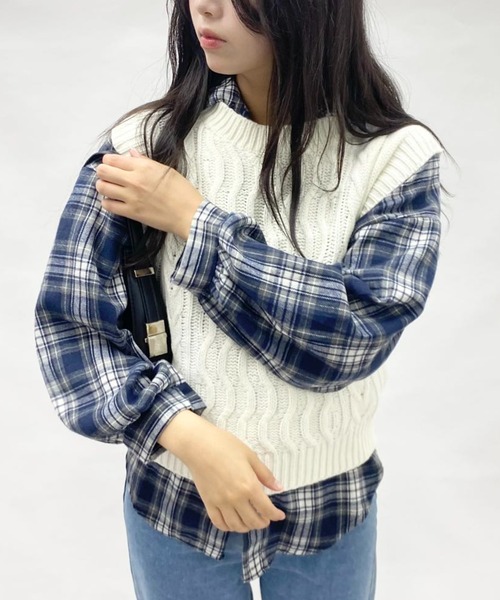 mebole(メボレ)の「ざっくり編みサマーニットベスト(ベスト・レディース・ブラック/パープル/ホワイト/グリーン・FREE)」の7枚目の写真