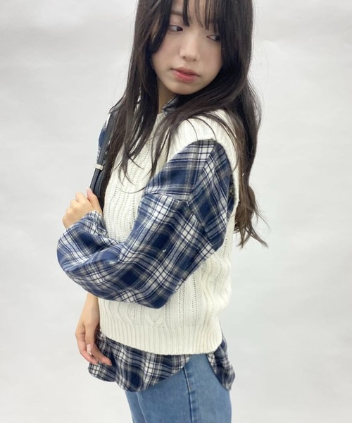 mebole(メボレ)の「ざっくり編みサマーニットベスト(ベスト・レディース・ブラック/パープル/ホワイト/グリーン・FREE)」の10枚目の写真