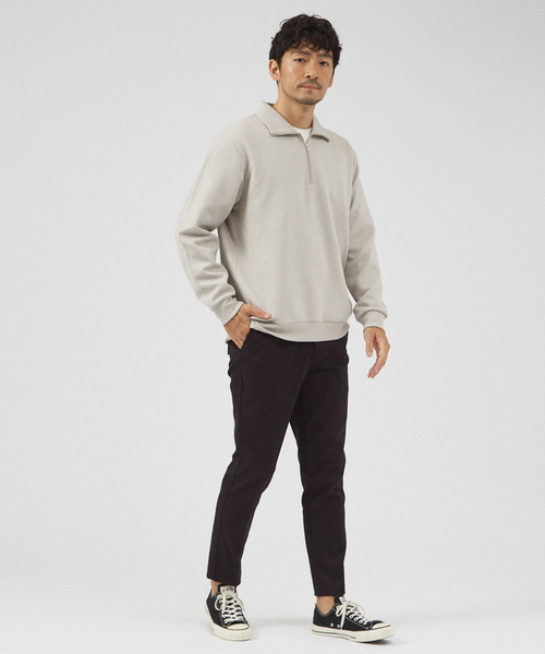 ABAHOUSE GRAY（アバハウスグレイ）の「【ジオメトリック柄 】ハープジップ プルオーバー / 長袖カットソー（Tシャツ/カットソー・メンズ・グレイッシュベージュ/ブラック/グレイッシュブルー/ホワイト・46/48）」の6枚目の写真