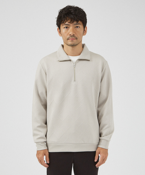 ABAHOUSE GRAY（アバハウスグレイ）の「【ジオメトリック柄 】ハープジップ プルオーバー / 長袖カットソー（Tシャツ/カットソー・メンズ・グレイッシュベージュ/ブラック/グレイッシュブルー/ホワイト・46/48）」の7枚目の写真