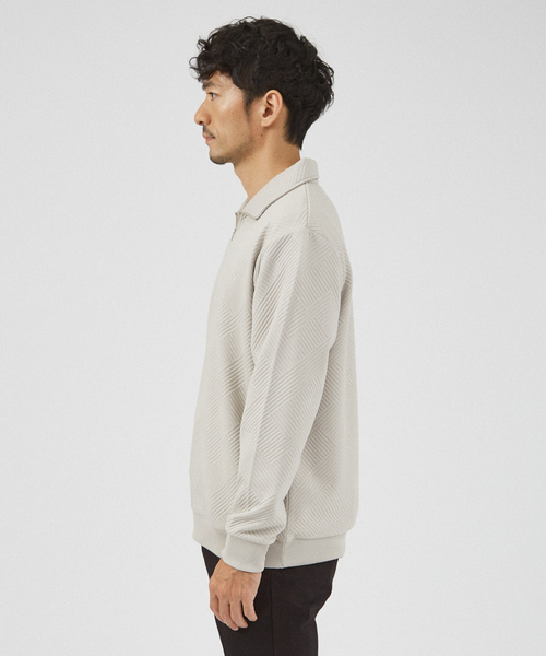 ABAHOUSE GRAY（アバハウスグレイ）の「【ジオメトリック柄 】ハープジップ プルオーバー / 長袖カットソー（Tシャツ/カットソー・メンズ・グレイッシュベージュ/ブラック/グレイッシュブルー/ホワイト・46/48）」の8枚目の写真