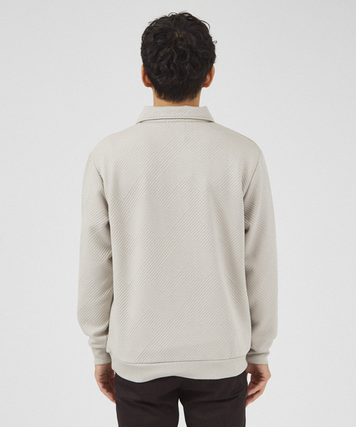 ABAHOUSE GRAY（アバハウスグレイ）の「【ジオメトリック柄 】ハープジップ プルオーバー / 長袖カットソー（Tシャツ/カットソー・メンズ・グレイッシュベージュ/ブラック/グレイッシュブルー/ホワイト・46/48）」の9枚目の写真